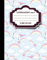Composition Notebook: Wide Ruled: Diaries For Little Girls. Journal Lined Paper. Writing Journal Diary. Cute Unicorns Cover. 8.5" x 11". 2