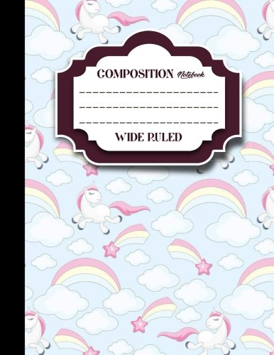 Composition Notebook: Wide Ruled: Diaries For Little Girls. Journal Lined Paper. Writing Journal Diary. Cute Unicorns Cover. 8.5" x 11". 2